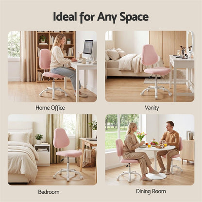 Artiss Armless Office Chair Ergonomic Soft Fleece Height Adjustable Vanity Desk Chair Pink-Furniture > Office > Office &amp; Desk Chairs-PEROZ Accessories