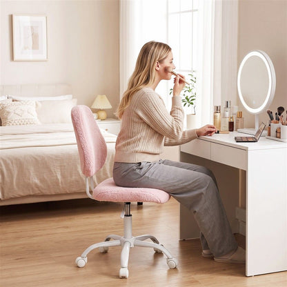 Artiss Armless Office Chair Ergonomic Soft Fleece Height Adjustable Vanity Desk Chair Pink-Furniture > Office > Office &amp; Desk Chairs-PEROZ Accessories