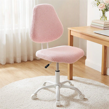 Artiss Armless Office Chair Ergonomic Soft Fleece Height Adjustable Vanity Desk Chair Pink-Furniture > Office > Office &amp; Desk Chairs-PEROZ Accessories
