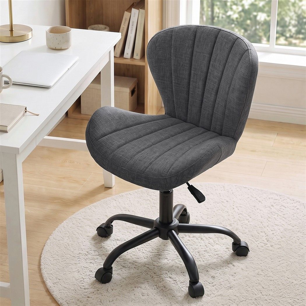 Artiss Ergonomic Office Chair Armless Height Adjustable Computer Desk Chair Fabric Dark Grey