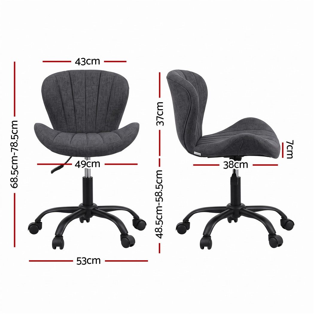 Artiss Ergonomic Office Chair Armless Height Adjustable Computer Desk Chair Fabric Dark Grey