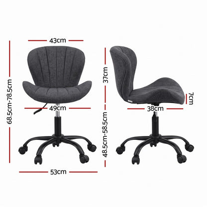 Artiss Ergonomic Office Chair Armless Height Adjustable Computer Desk Chair Fabric Dark Grey