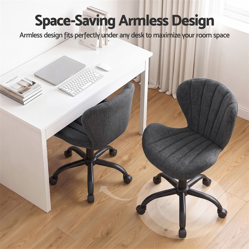 Artiss Ergonomic Office Chair Armless Height Adjustable Computer Desk Chair Fabric Dark Grey