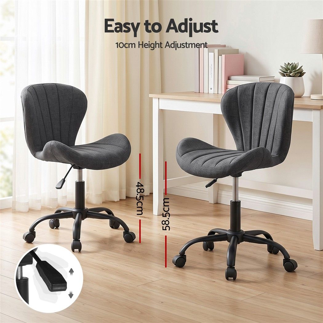 Artiss Ergonomic Office Chair Armless Height Adjustable Computer Desk Chair Fabric Dark Grey