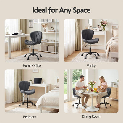 Artiss Ergonomic Office Chair Armless Height Adjustable Computer Desk Chair Fabric Dark Grey