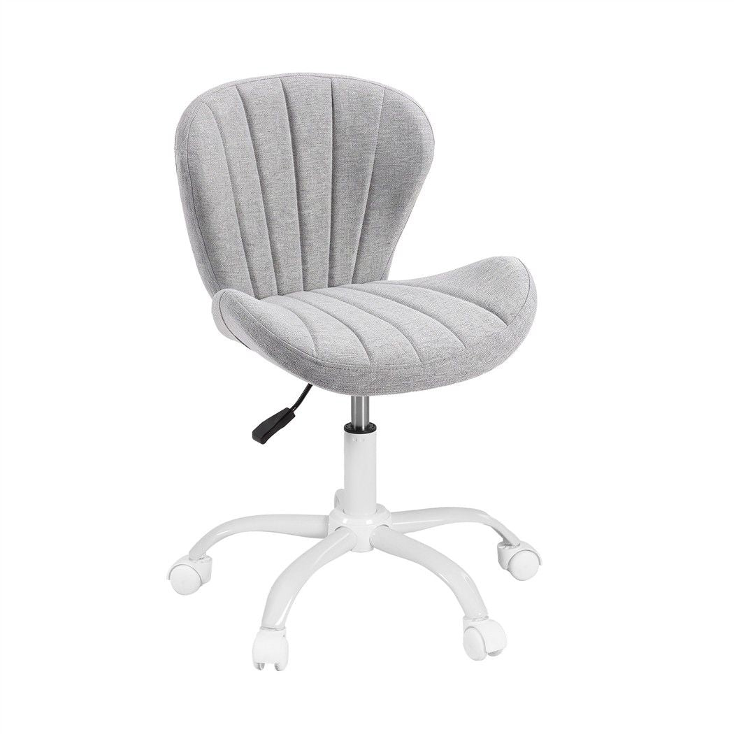 Artiss Ergonomic Office Chair Armless Height Adjustable Computer Desk Chair Fabric Light Grey
