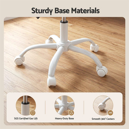 Artiss Ergonomic Office Chair Armless Height Adjustable Computer Desk Chair Fabric Light Grey