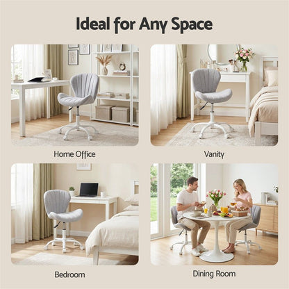 Artiss Ergonomic Office Chair Armless Height Adjustable Computer Desk Chair Fabric Light Grey