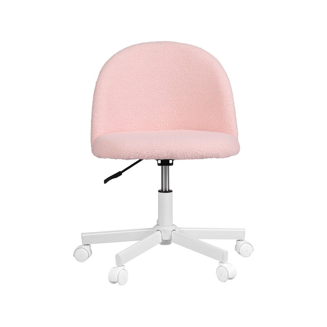 Artiss Office Chair Armless Swivel Vanity Desk Chair with Wheels Teddy Fleece Pink-Furniture > Office > Office &amp; Desk Chairs-PEROZ Accessories