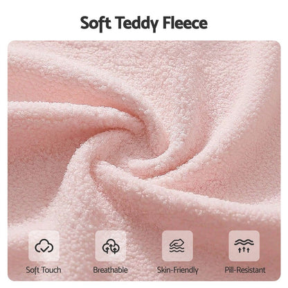 Artiss Office Chair Armless Swivel Vanity Desk Chair with Wheels Teddy Fleece Pink-Furniture > Office > Office &amp; Desk Chairs-PEROZ Accessories