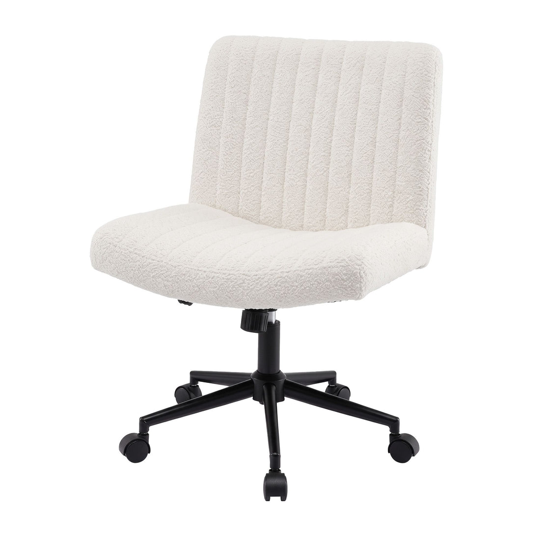 Artiss Armless Cross Legged Office Chair Wide Seat Vanity Chair Teddy Fleece Beige-Furniture > Office > Office &amp; Desk Chairs-PEROZ Accessories