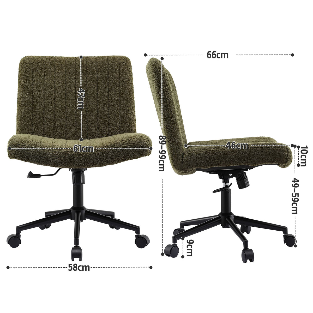 Artiss Armless Cross Legged Office Chair Wide Seat Vanity Chair Teddy Fleece Green-Furniture > Office > Office &amp; Desk Chairs-PEROZ Accessories
