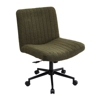 Artiss Armless Cross Legged Office Chair Wide Seat Vanity Chair Teddy Fleece Green-Furniture > Office > Office &amp; Desk Chairs-PEROZ Accessories