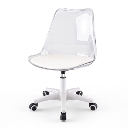 Artiss Clear Acrylic Office Chair Armless Swivel Vanity Desk Chair Mondern White-Furniture > Office > Office &amp; Desk Chairs-PEROZ Accessories