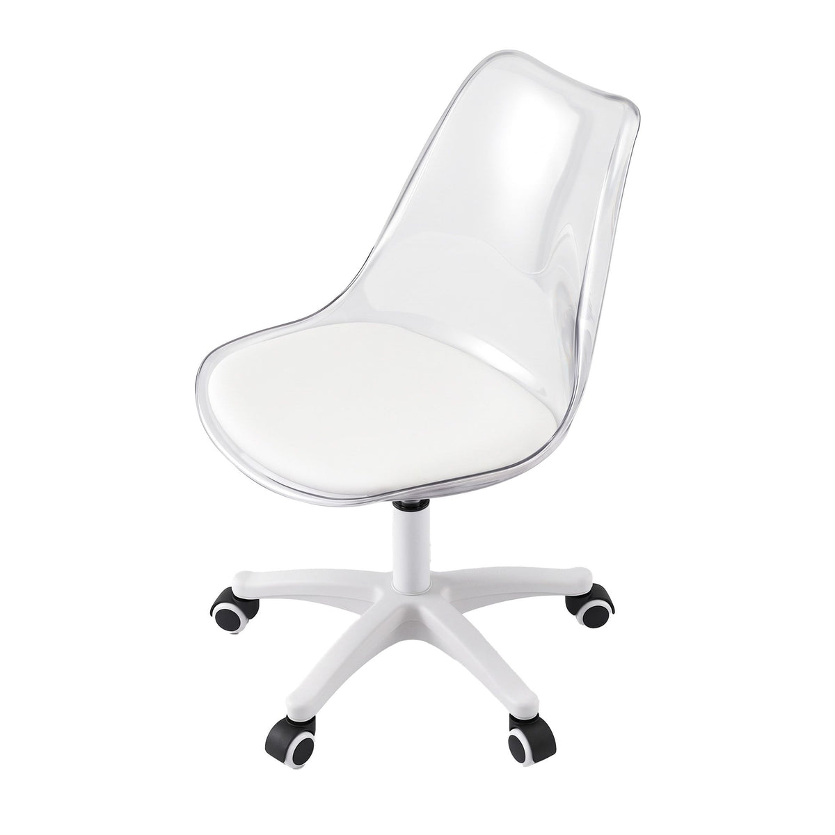 Artiss Clear Acrylic Office Chair Armless Swivel Vanity Desk Chair Mondern White-Furniture > Office > Office &amp; Desk Chairs-PEROZ Accessories
