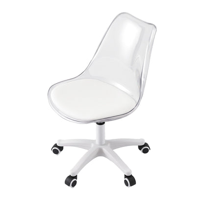 Artiss Clear Acrylic Office Chair Armless Swivel Vanity Desk Chair Mondern White-Furniture > Office > Office &amp; Desk Chairs-PEROZ Accessories
