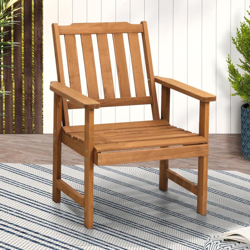 Livsip Outdoor Armchair Wooden Patio Furniture Chairs Garden Seat Brown-Outdoor Patio Sets-PEROZ Accessories