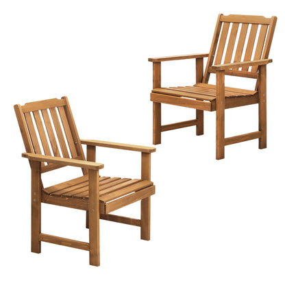 Livsip Outdoor Armchair Wooden Patio Furniture Set of 2 Chairs Set Garden Seat-Outdoor Patio Sets-PEROZ Accessories