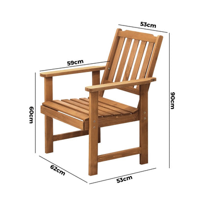 Livsip Outdoor Armchair Wooden Patio Furniture Set of 2 Chairs Set Garden Seat-Outdoor Patio Sets-PEROZ Accessories