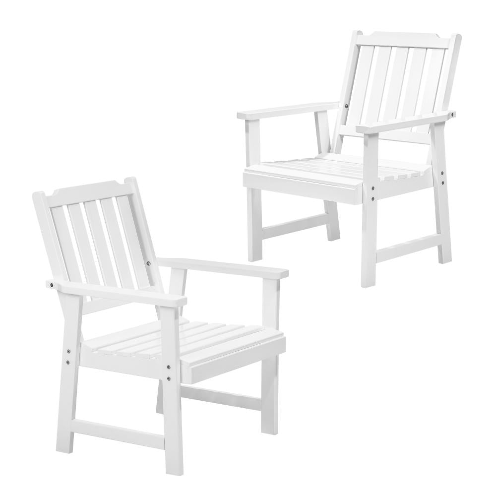 Livsip Outdoor Armchair Wooden Patio Furniture 2PCS Chairs Set Garden Seat White-Outdoor Patio Sets-PEROZ Accessories