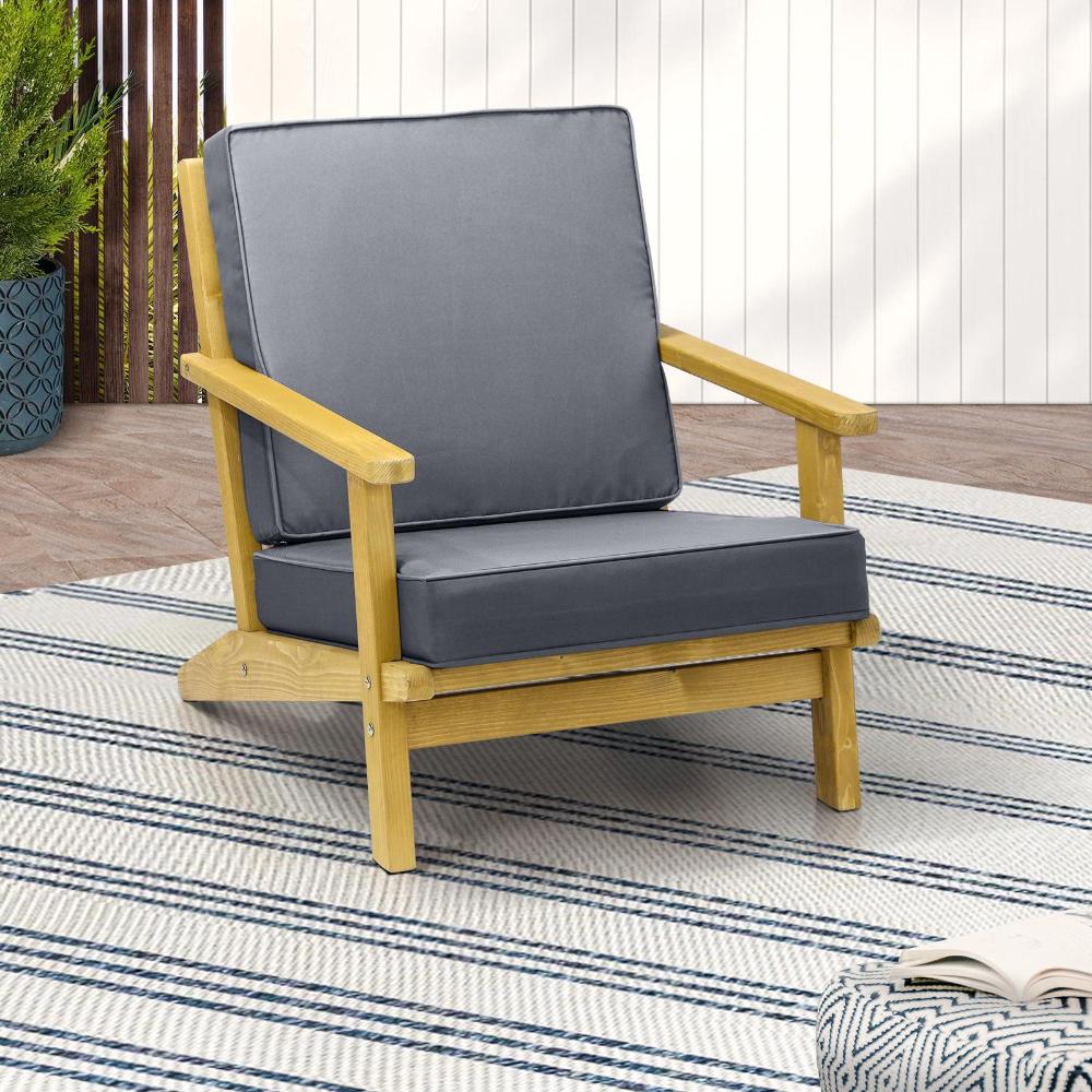Livsip Outdoor Armchair Furniture Sun Lounge Wood Chair Patio Beach Garden Sofa-Outdoor Patio Sets-PEROZ Accessories