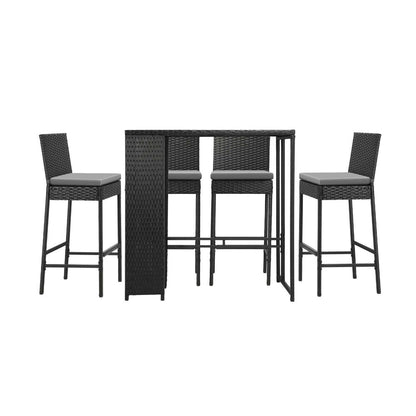 Livsip Outdoor Dining Set Patio Furniture Rattan Bar Table Chairs Bar Stools Set-Outdoor Bar Sets-PEROZ Accessories