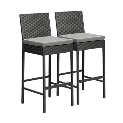 Livsip Outdoor Rattan Bar Stools Patio Dinning Chairs Cafe Garden Furniture 2X-Outdoor Bar Chair-PEROZ Accessories