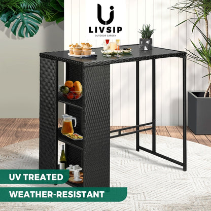 Livsip Rattan Outdoor Bar Table Furniture Cafe Table Patio Setting Dinning Table-Outdoor Bar Table-PEROZ Accessories