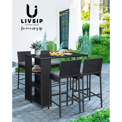 Livsip Rattan Outdoor Bar Table Furniture Cafe Table Patio Setting Dinning Table-Outdoor Bar Table-PEROZ Accessories