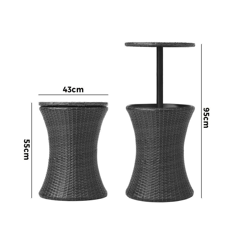 Livsip Rattan Cooler Ice Bucket Table Storage Black-Drink Cooler-PEROZ Accessories