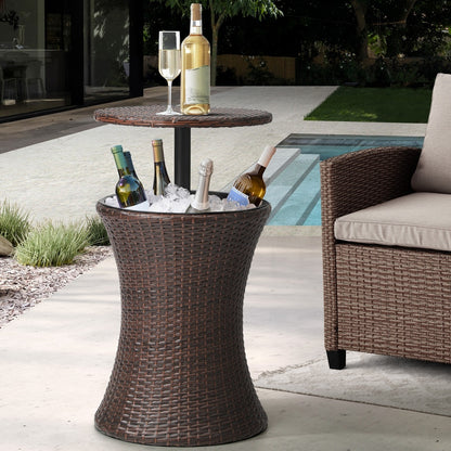 Livsip Rattan Cooler Ice Bucket Table Storage Brown-Drink Cooler-PEROZ Accessories