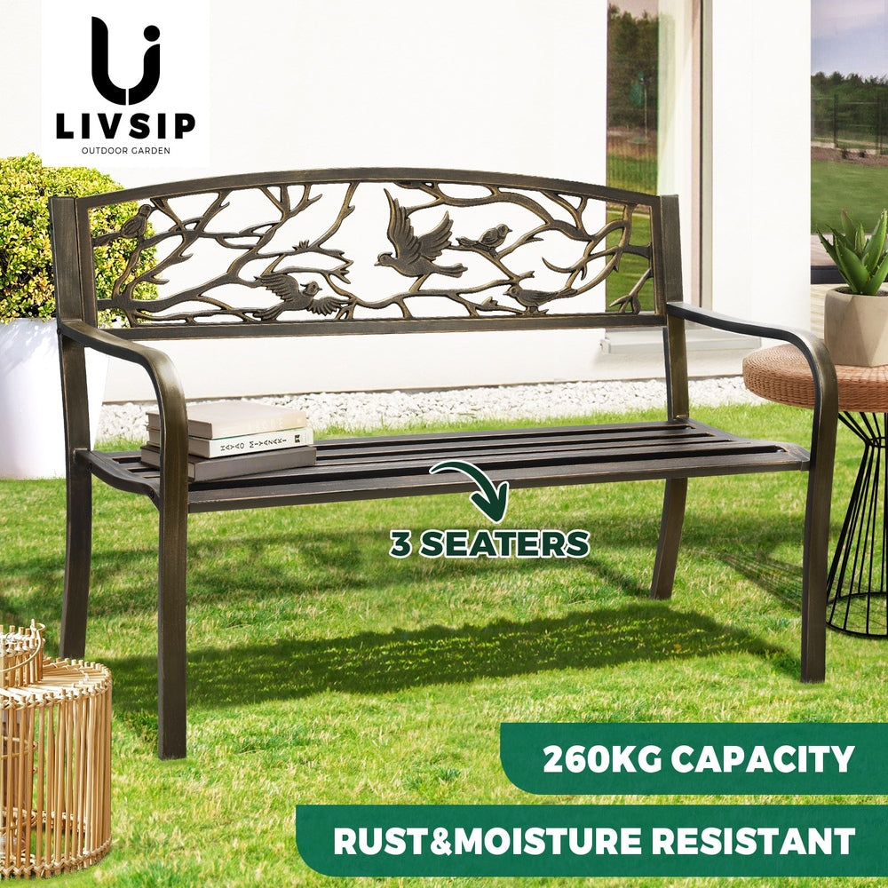 Livsip Garden Bench Park Lounge Patio Chair Backyard 3 Seater Outdoor Furniture-Outdoor Benches-PEROZ Accessories
