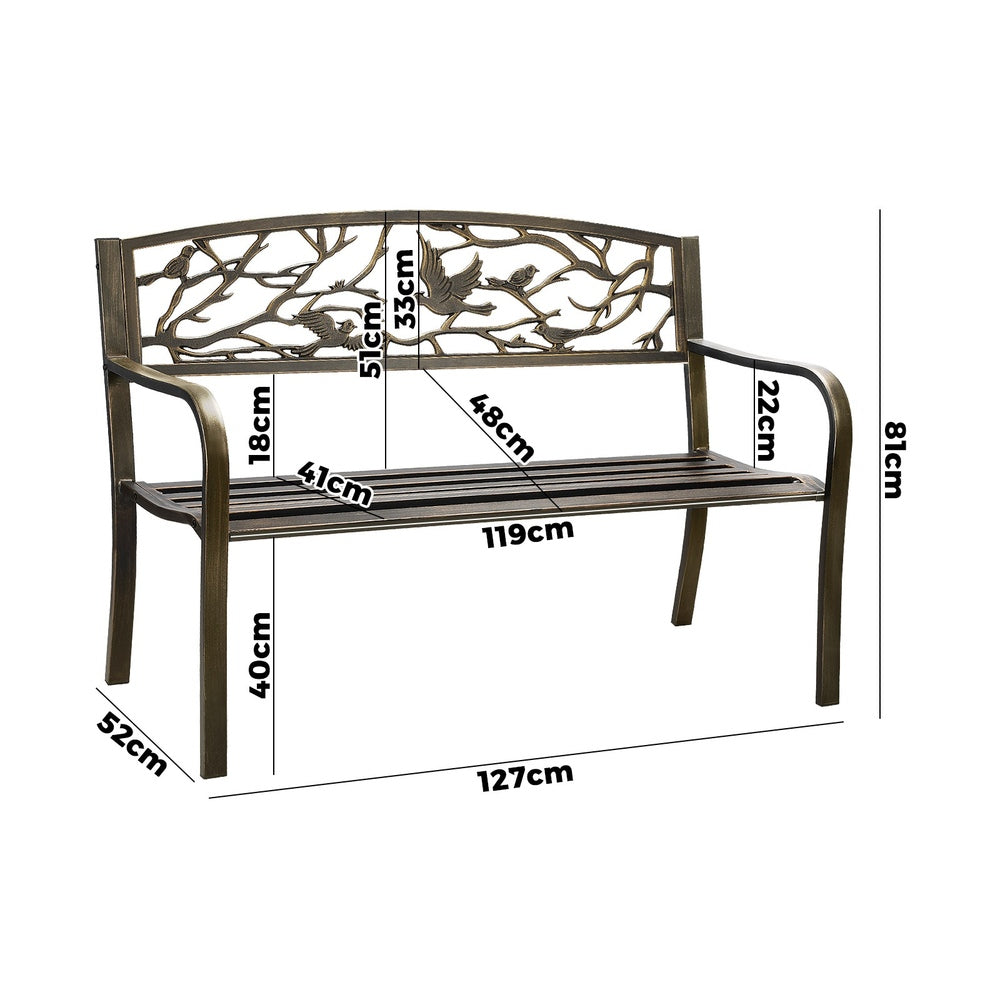 Livsip Garden Bench Park Lounge Patio Chair Backyard 3 Seater Outdoor Furniture-Outdoor Benches-PEROZ Accessories