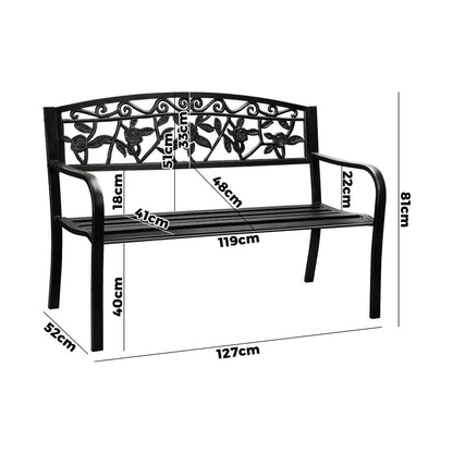 Livsip Garden Bench Seat Outdoor Furniture Patio Park Backyard Chair Black-Outdoor Benches-PEROZ Accessories