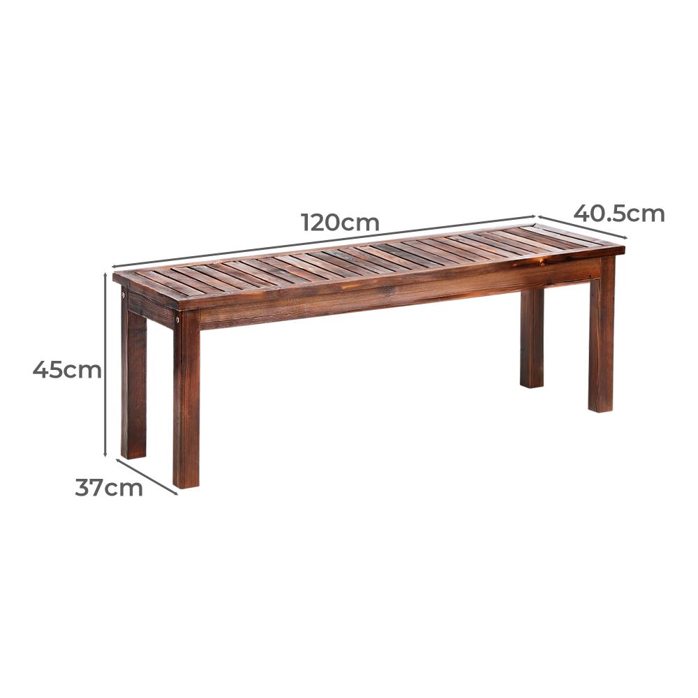 Livsip Wood Patio Dining Chair 120cm Garden Bench Outdoor Slatted Seat Furniture-Garden Benches-PEROZ Accessories