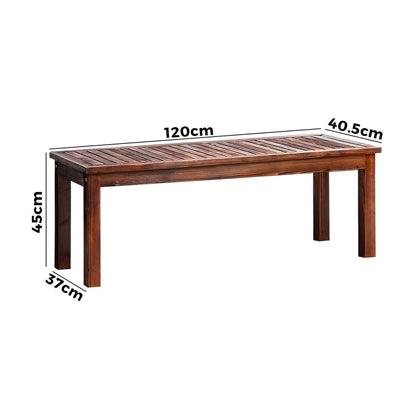 Livsip Wood Patio Dining Chair 120cm Garden Bench Outdoor Slatted Seat Furniture-Outdoor Benches-PEROZ Accessories
