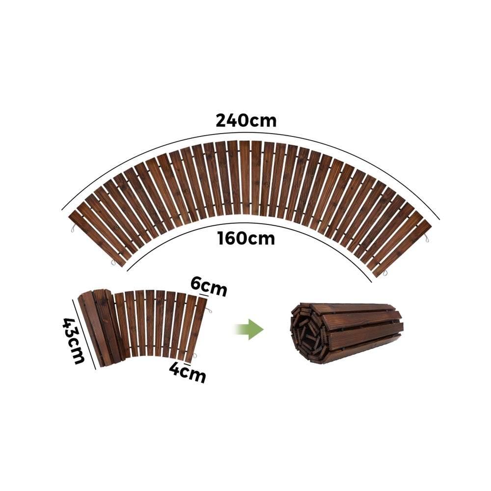 Livsip Garden Wooden Pathway 8ft Roll-Out Curved-Garden Pathways-PEROZ Accessories
