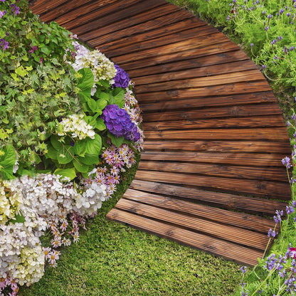 Livsip 2PC Garden Wooden Pathway 8ft Roll-Out Curved-Garden Pathways-PEROZ Accessories