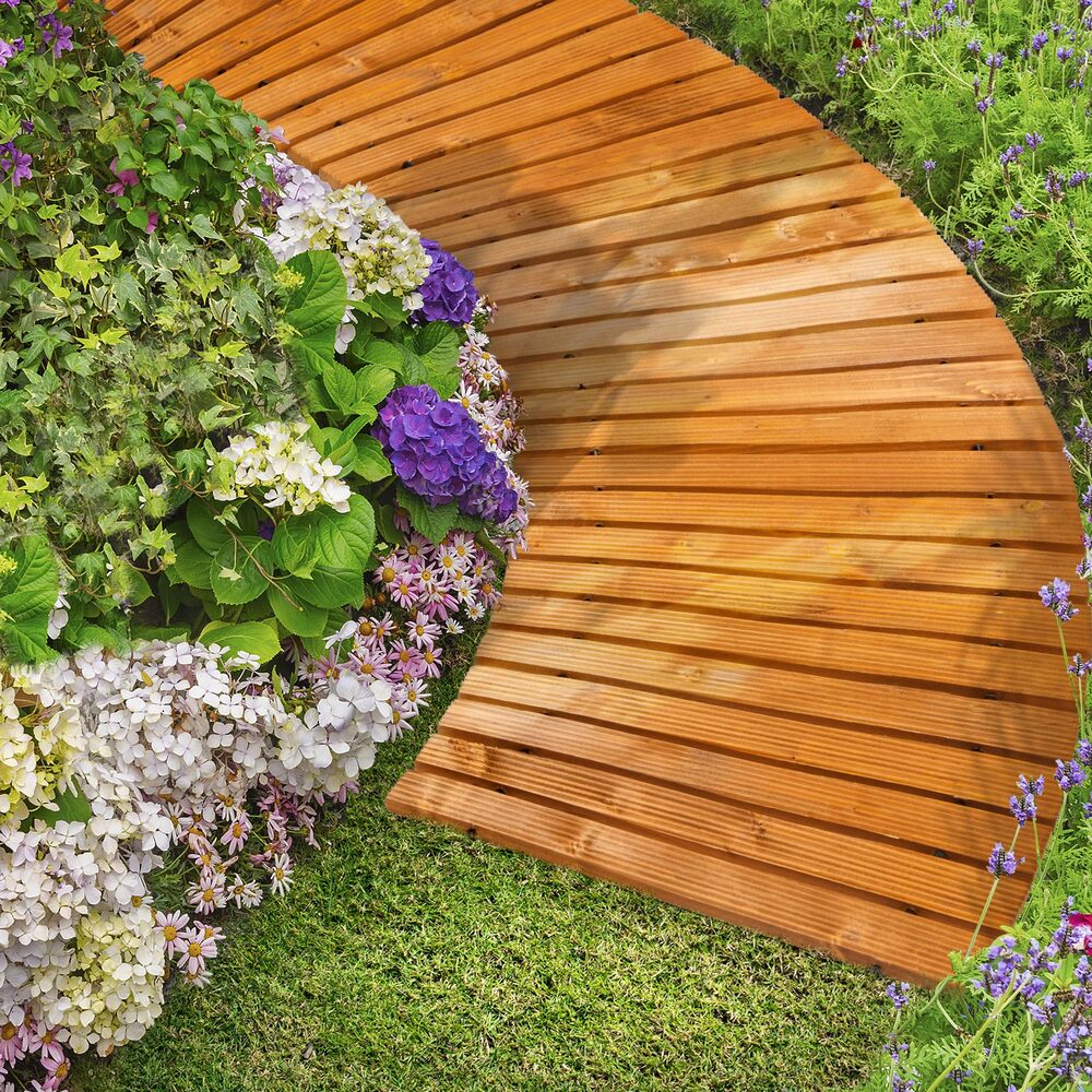 Livsip Garden Wooden Pathway 8ft Curved Roll-Out-Garden Pathways-PEROZ Accessories