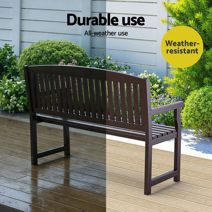 Gardeon Outdoor Garden Bench Wooden 2 Seater Lounge Chair Patio Furniture Brown-Outdoor Benches-PEROZ Accessories