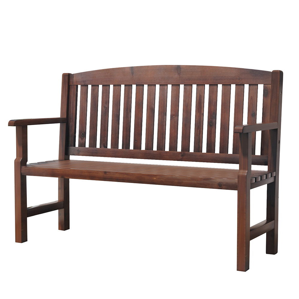 Gardeon Outdoor Garden Bench Wooden 2 Seater Lounge Chair Patio Furniture Brown-Outdoor Benches-PEROZ Accessories