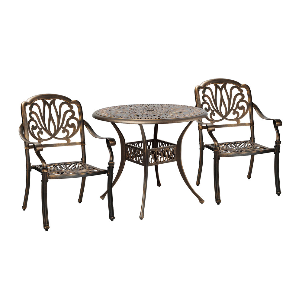 Livsip Outdoor Dining Chairs 3 Piece Bistro Set Cast Aluminium Patio Furniture-Outdoor Dining Sets-PEROZ Accessories