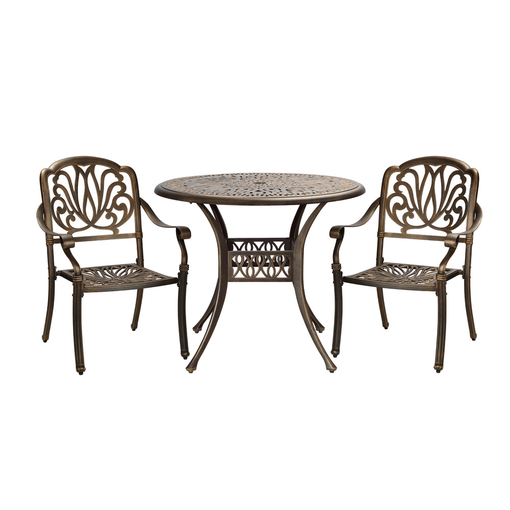 Livsip Outdoor Dining Chairs 3 Piece Bistro Set Cast Aluminium Patio Furniture-Outdoor Dining Sets-PEROZ Accessories