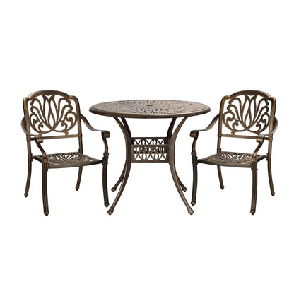 Livsip Outdoor Dining Chairs 3 Piece Bistro Set Cast Aluminium Patio Furniture-Outdoor Dining Sets-PEROZ Accessories
