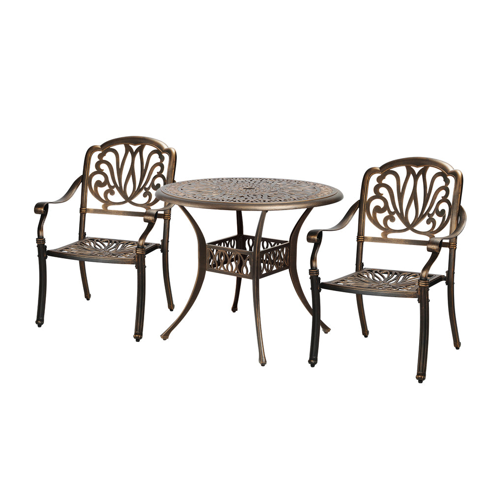 Livsip Outdoor Dining Chairs 3 Piece Bistro Set Cast Aluminium Patio Furniture-Outdoor Dining Sets-PEROZ Accessories