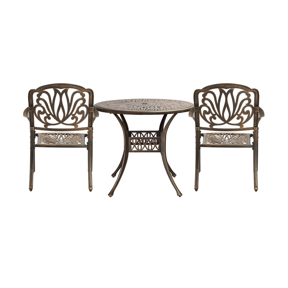 Livsip Outdoor Dining Chairs 3 Piece Bistro Set Cast Aluminium Patio Furniture-Outdoor Dining Sets-PEROZ Accessories