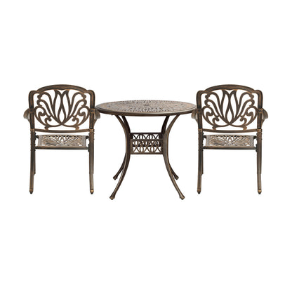 Livsip Outdoor Dining Chairs 3 Piece Bistro Set Cast Aluminium Patio Furniture-Outdoor Dining Sets-PEROZ Accessories