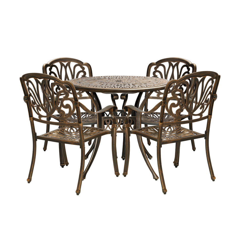 Livsip Outdoor Furniture 5 Piece Dining Set Chairs Table Bistro Set Patio Garden-Outdoor Dining Sets-PEROZ Accessories