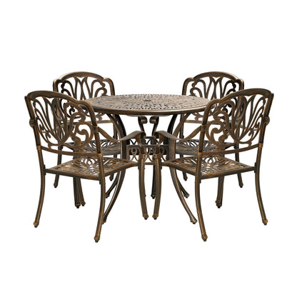 Livsip Outdoor Furniture 5 Piece Dining Set Chairs Table Bistro Set Patio Garden-Outdoor Dining Sets-PEROZ Accessories