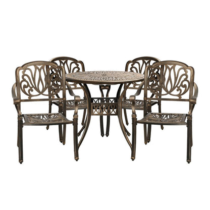 Livsip Outdoor Furniture 5 Piece Dining Set Chairs Table Bistro Set Patio Garden-Outdoor Dining Sets-PEROZ Accessories